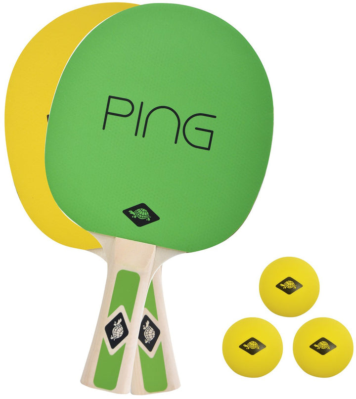 Donic-Schildkröt Tischtennis-Set Ping Pong und Neon Set, 2 Schläger mit farbigen Belägen, 3 farbige