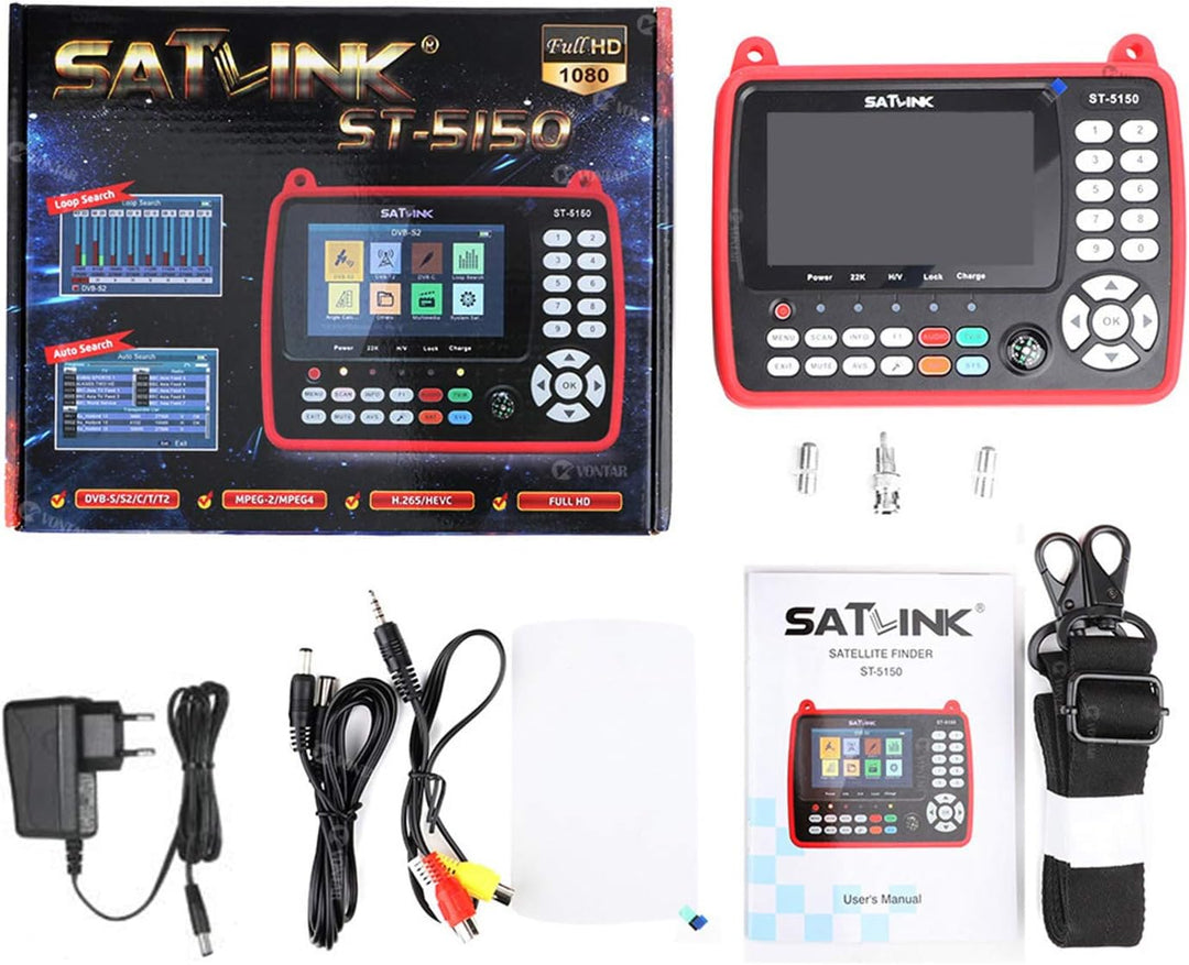 VISLONE Satelliten Finder, ST-5150 DVB-S2 / T2 / C COMBO Satelliten-TV-Signalfinder Digitaler Handsi