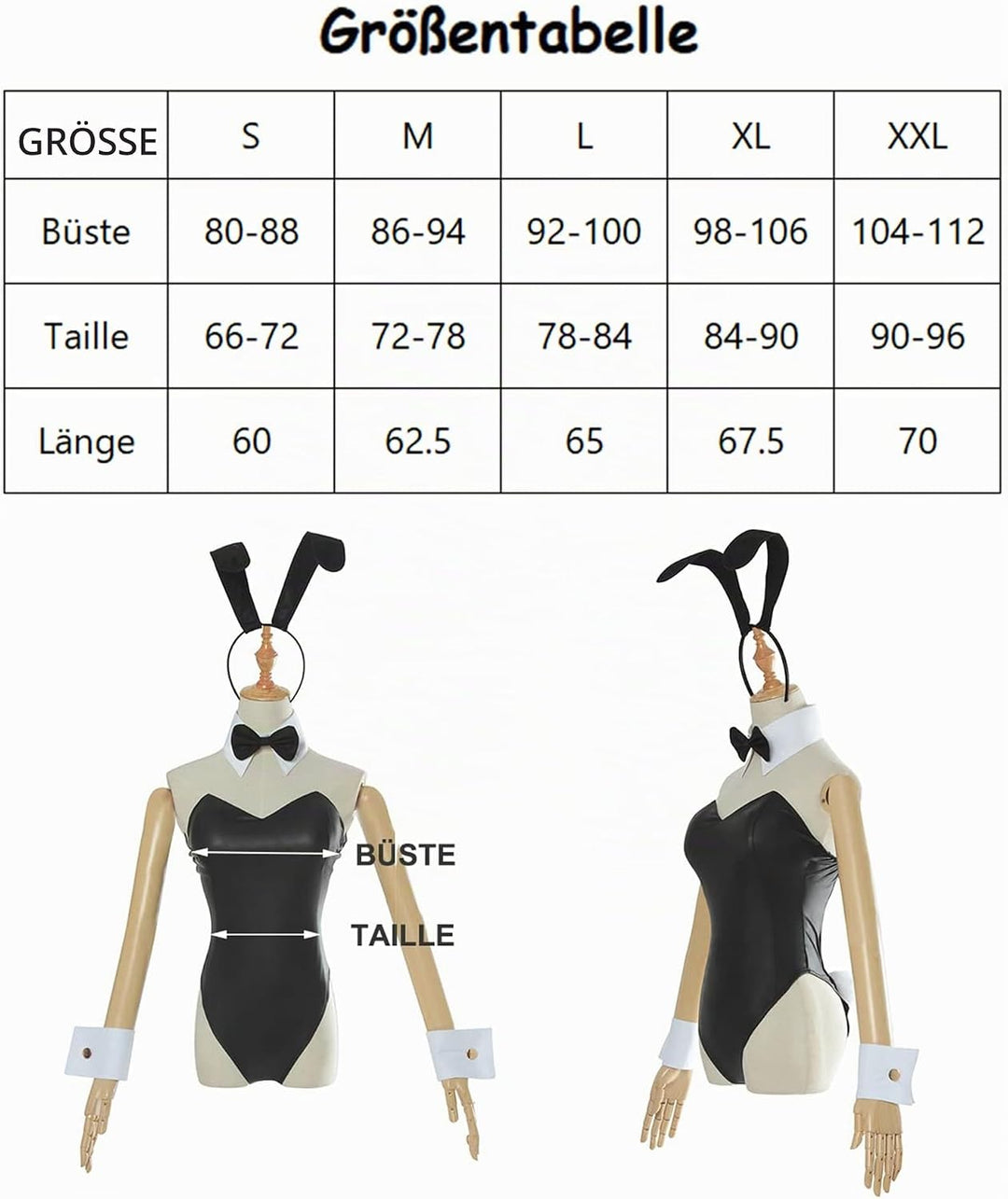 Bunny Kostüm Frauen Sakurajima Mai Cosplay Kostüm Anime Senpai Bunny Suit mit Ohren,Erwachsene Schwa