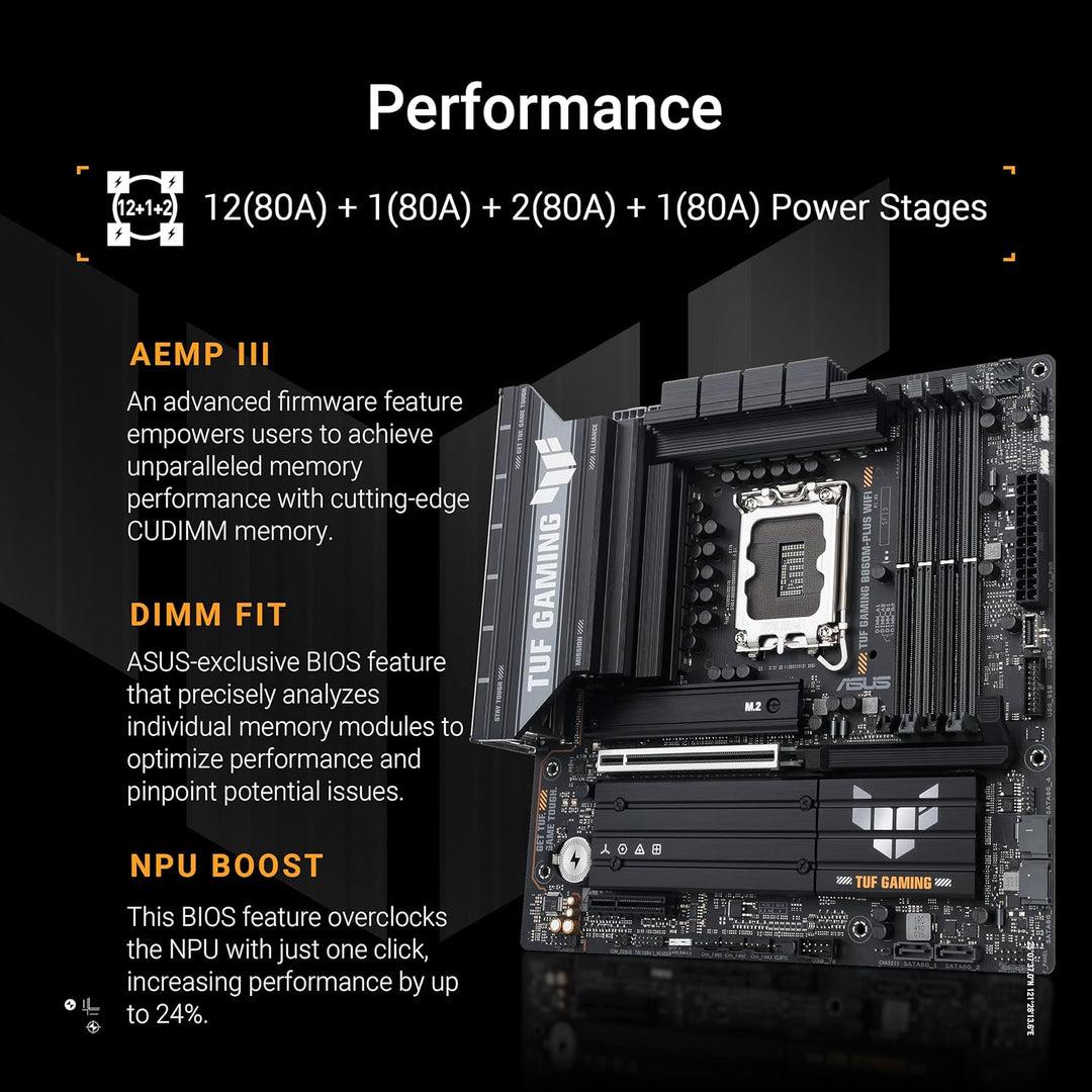 ASUS TUF Gaming B660M-PLUS WiFi Mainboard Sockel Intel LGA 1700 (Intel B660, mATX, DDR5 Speicher, Du