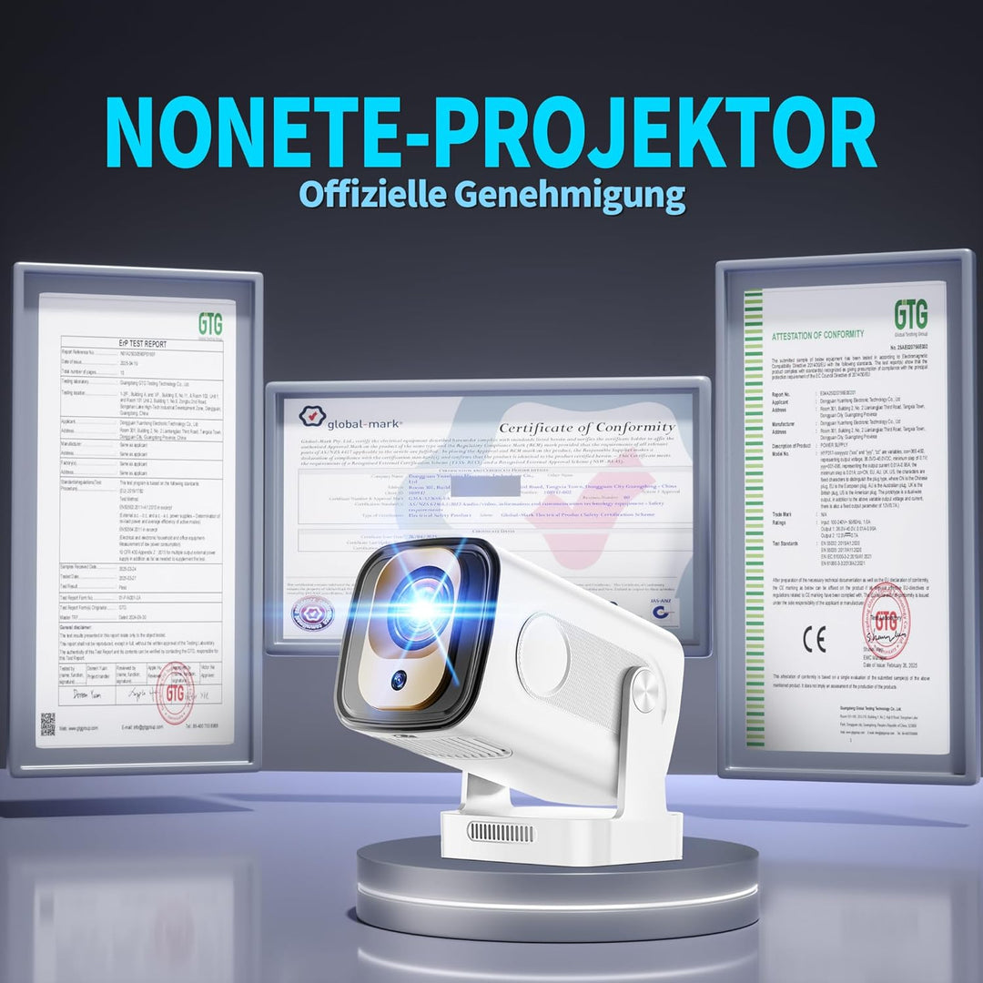 Mini Beamer 4K 1080P [2026 Neuer & Automatische Focus] Projektor Tragbarer mit WiFi 6 und Bluetooth
