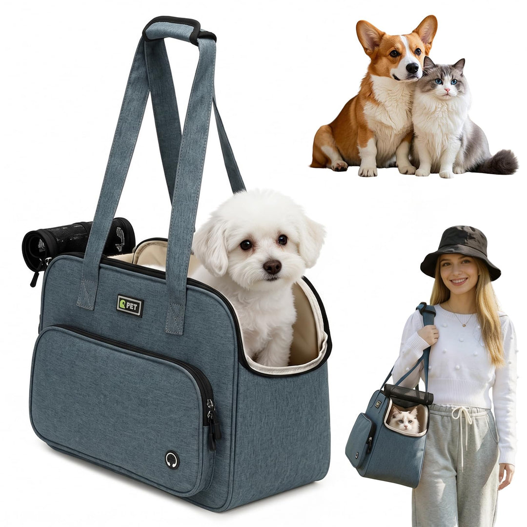 Hundetragetasche Katzentragetasche, Leichte & Atmungsaktive Haustiertasche mit Schultergurt für Reis