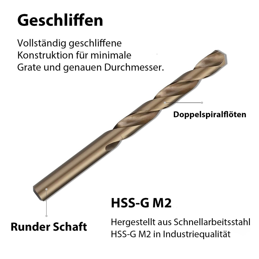 CAVATINY Präzisionsbohrer Spiralbohrer-Set | 19 Stück | HSS-G M2 Metallbohrer-Set | 1–10 mm, 0,5 mm