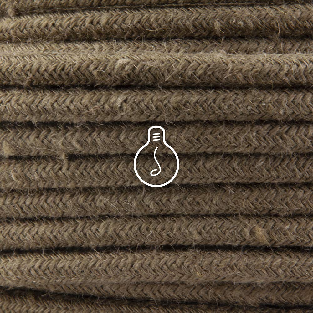 Amarcords - Textilkabel für Lampen KHAKI, rund, Jute, 10 Meter, mit 2 Leiter 2x0,75 - Stoffkabel mit