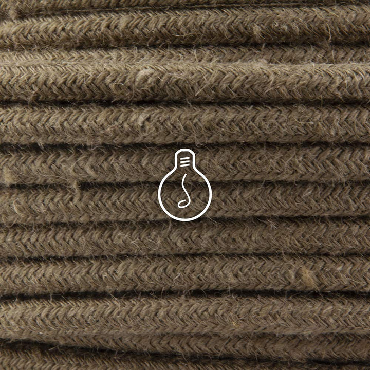 Amarcords - Textilkabel für Lampen KHAKI, rund, Jute, 10 Meter, mit 2 Leiter 2x0,75 - Stoffkabel mit