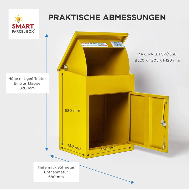 Smart Parcel Box, mittelgrosser Paketbriefkasten mit Paketfach und Briefkasten, sicherer Paketkasten