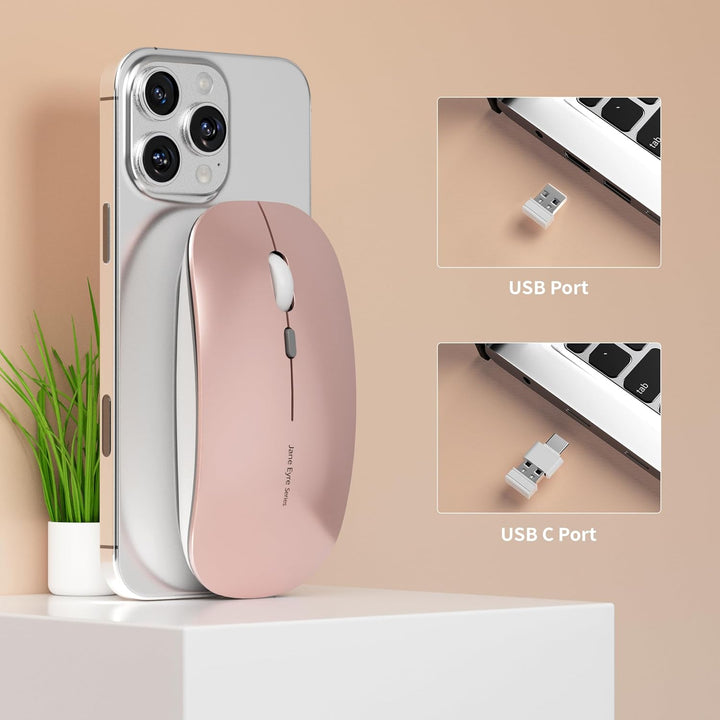 Uiosmuph Q5 Kabellos Maus, Wiederaufladbar Funkmaus 2.4G Leise Funkmaus Ultra Dünn Wireless Computer