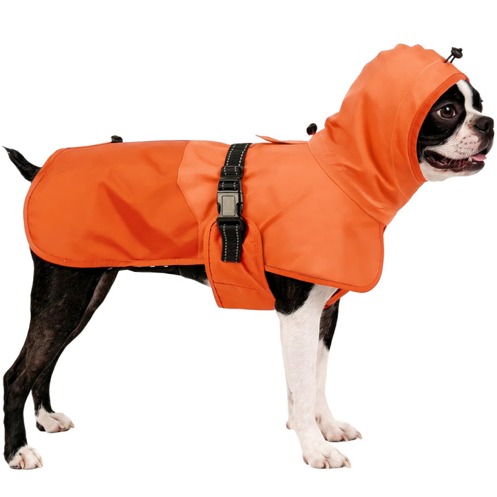 Hunde-Regenmantel für grosse Hunde mit Kapuze, wasserdicht, reflektierend, mit verstellbarem Kordelz