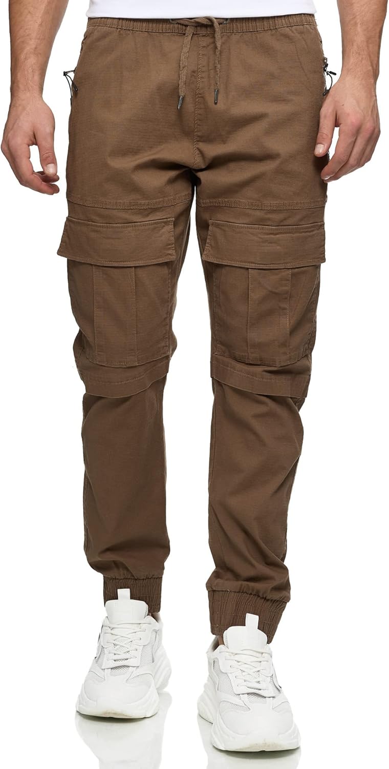 Indicode Herren Dennis Cargohose aus 98% Baumwolle mit 6 Taschen | Cargo Hose für Männer XL Cub, XL