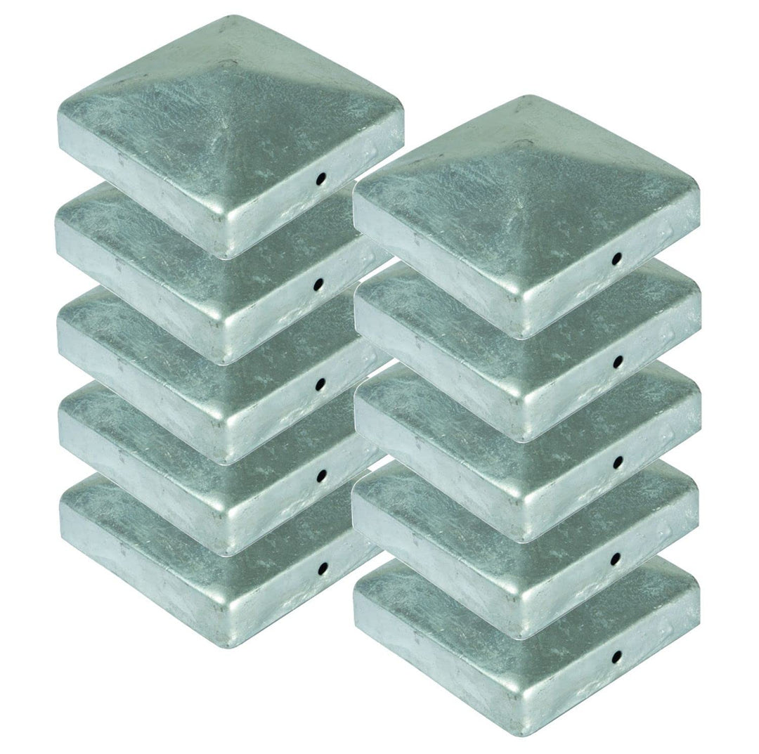 BURI 10 Stück Zaunkappe für Holzpfosten Pyramide 71x71mm Pfostenkappe 7x7 aus Metall feuerverzinkt P