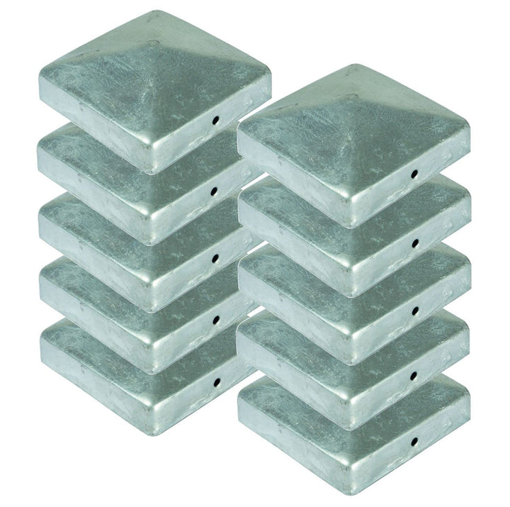 BURI 10 Stück Zaunkappe für Holzpfosten Pyramide 71x71mm Pfostenkappe 7x7 aus Metall feuerverzinkt P