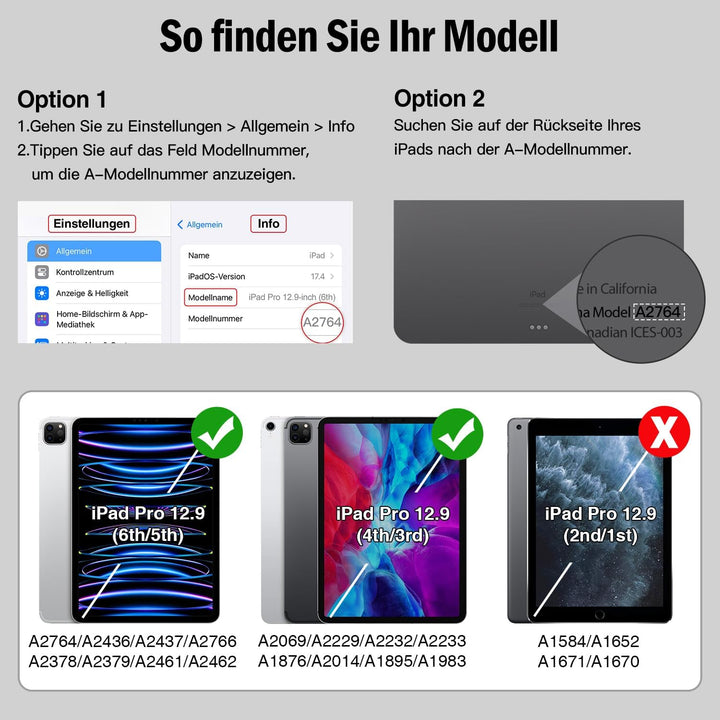 Antbox Hülle für iPad Pro 12.9 Zoll 2022 (6. Generation)/2021 (5.Gen) / 2020 (4.Gen) / 2018 (3. Gen)