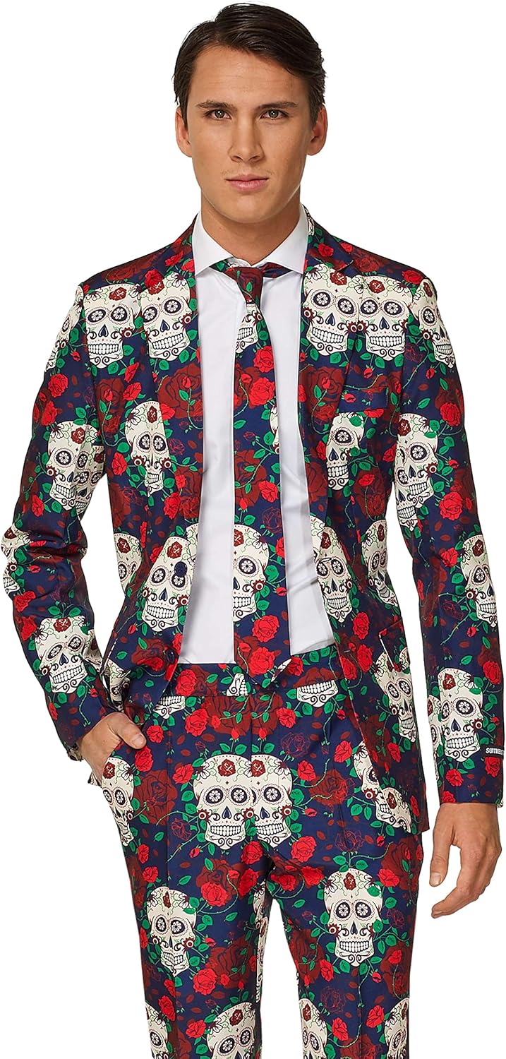 Suitmeister Herren-Weihnachtsanzug – hässliches Festtagsoutfit – bestehend aus Blazer, Hose und Kraw