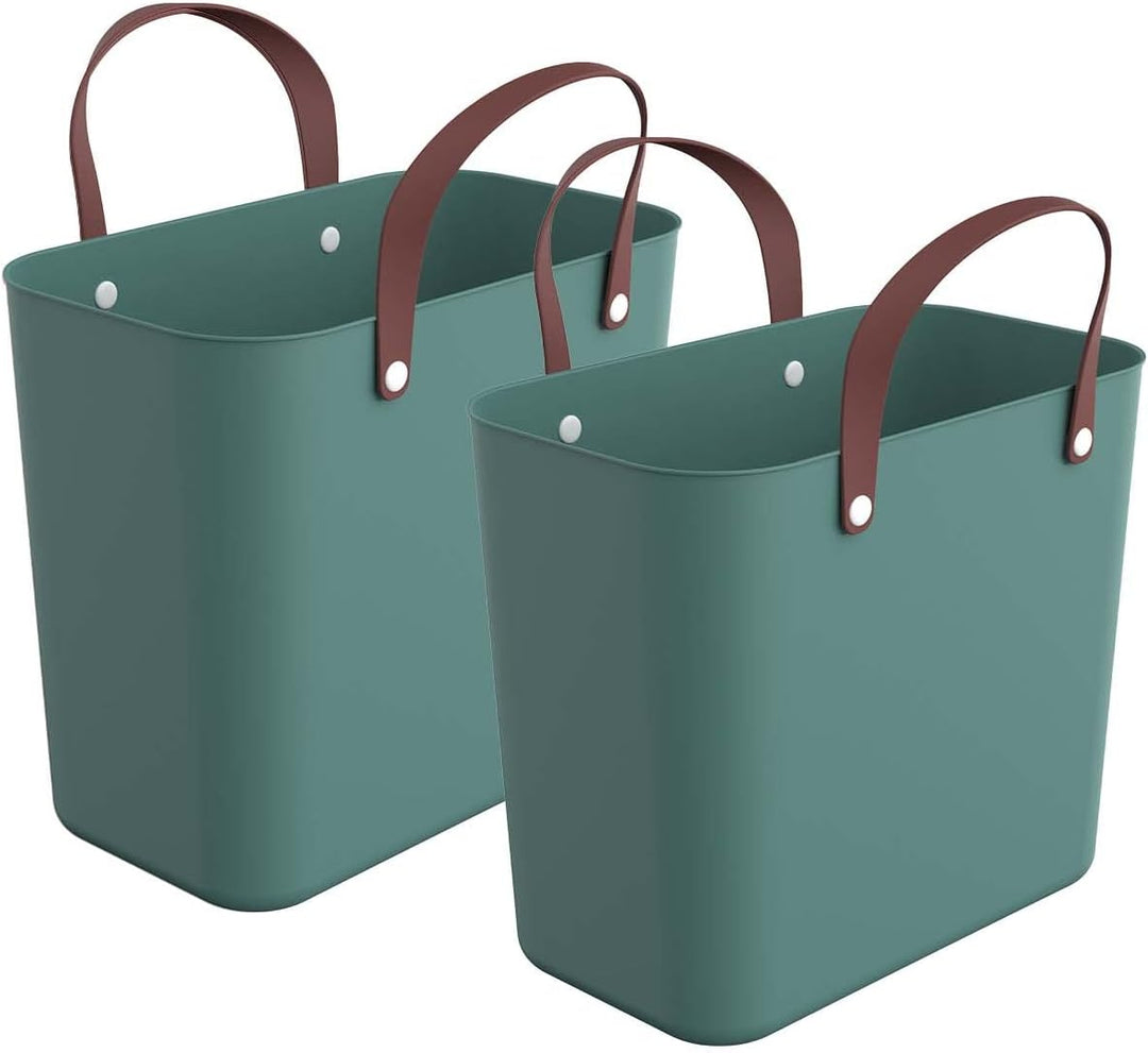 Rotho Albula 2er-Set Einkaufskorb, Kunststoff (PP recycelt), grün, 2 x 25l, (40 x 23,5 x 34 cm), 2