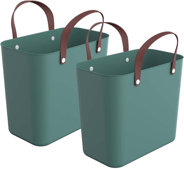 Rotho Albula 2er-Set Einkaufskorb, Kunststoff (PP recycelt), grün, 2 x 25l, (40 x 23,5 x 34 cm), 2