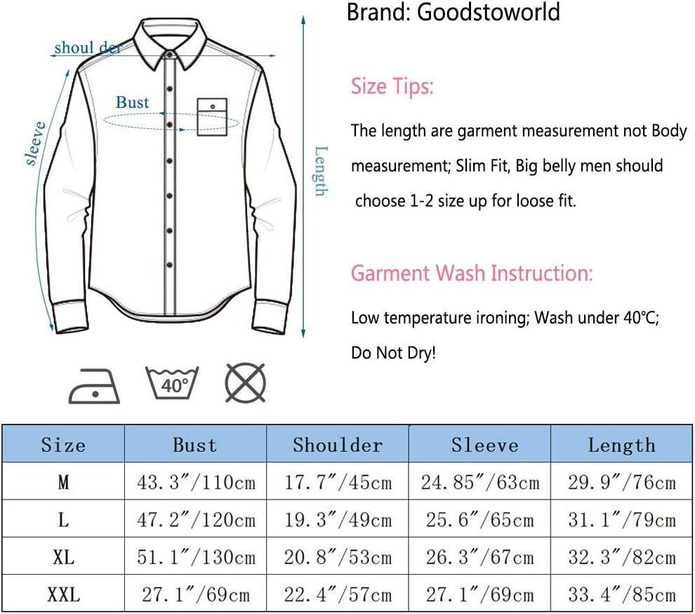 Goodstoworld Weihnachtshemd Herren Weihnachten Muster 3D Bedruckte Langärm Slim Fit Stehkragen Bügel