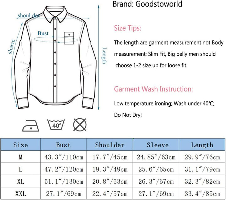 Goodstoworld Weihnachtshemd Herren Weihnachten Muster 3D Bedruckte Langärm Slim Fit Stehkragen Bügel
