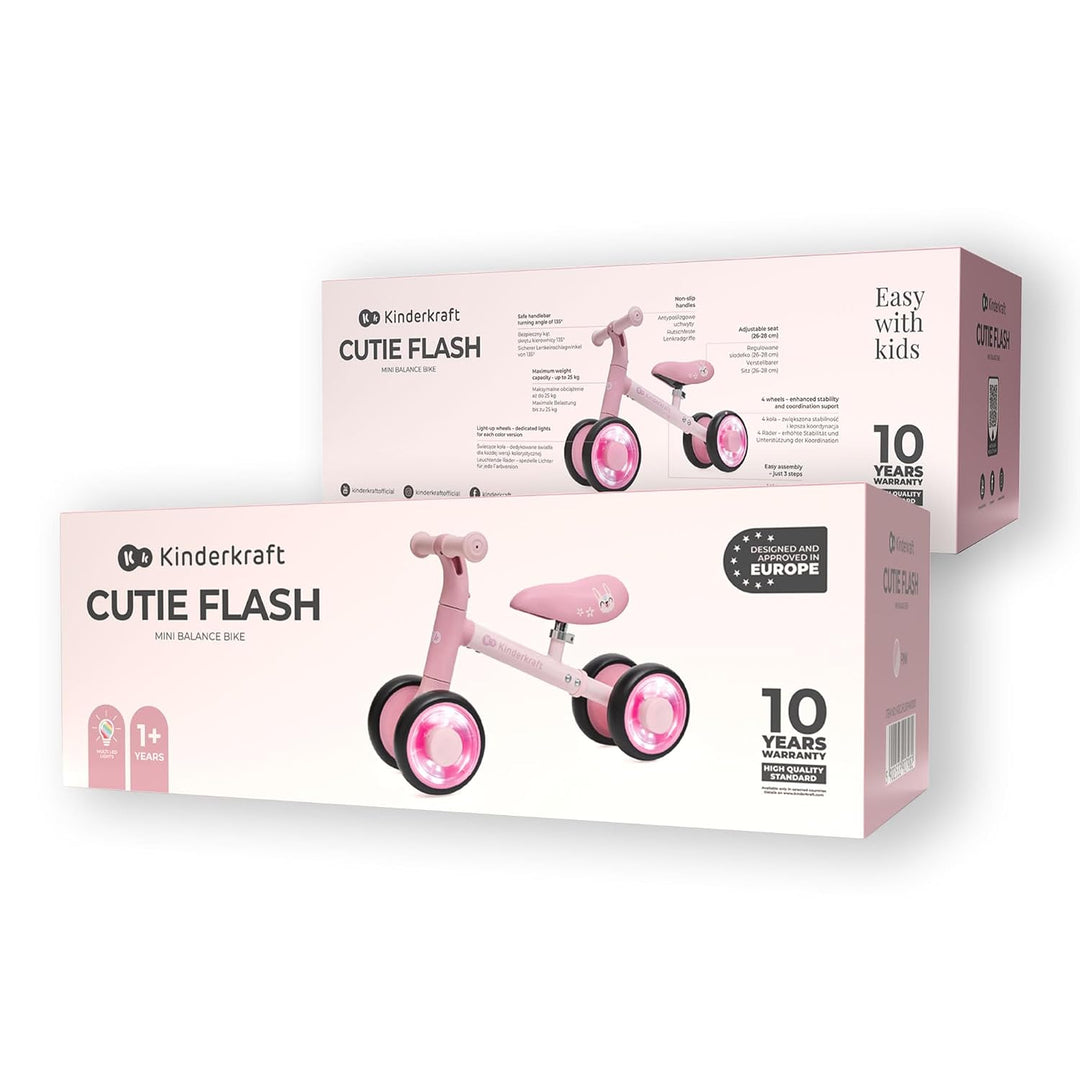 Kinderkraft Cutie Flash Laufrad, Lernlaufrad, Kinderlaufrad, Lauflernrad ohne Pedale, Räder mit LED-