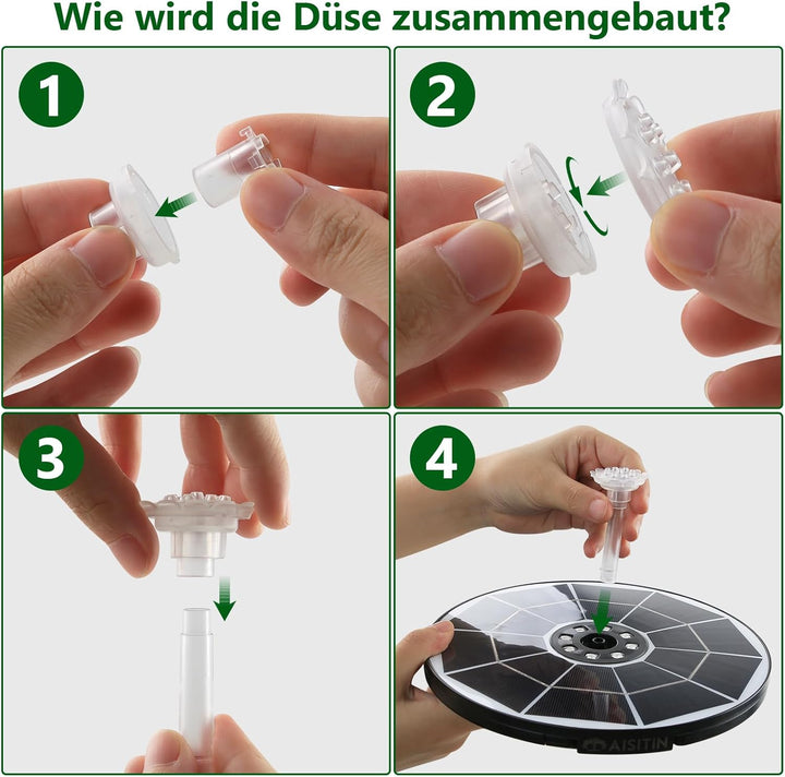 AISITIN 5.5W LED Solar Springbrunnen für Aussen mit Fernbedienung, Buntes LED Solar Teichpumpe mit 3