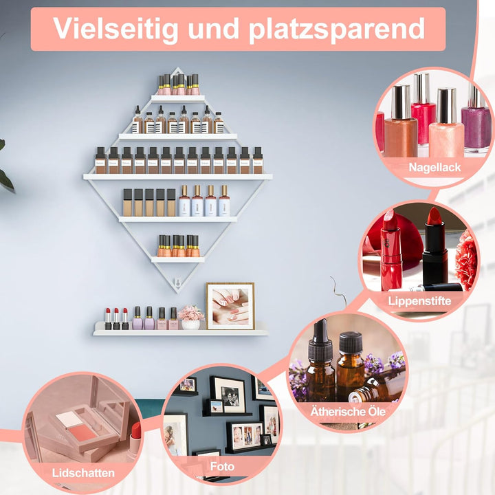 2 Sets Nagellack Regal, Diamantförmiger Metall Organizer, Nagellack Aufbewahrung mit 5 Ebenen, Wandm