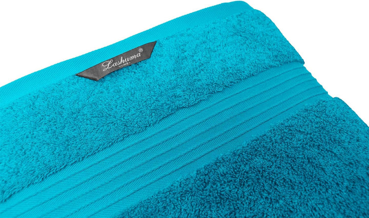 Lashuma Badehandtuch 100x150 Bestickt mit Monogramm, Handtuch Blau - Aquamarin, Serie: Linz 100 x 15