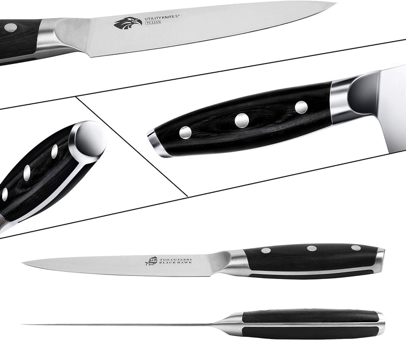 TUO Küche Allzweckmesser Küchenmesser Klein 13cm Kochmesser Universalmesser Deutscher Edelstahl Küch