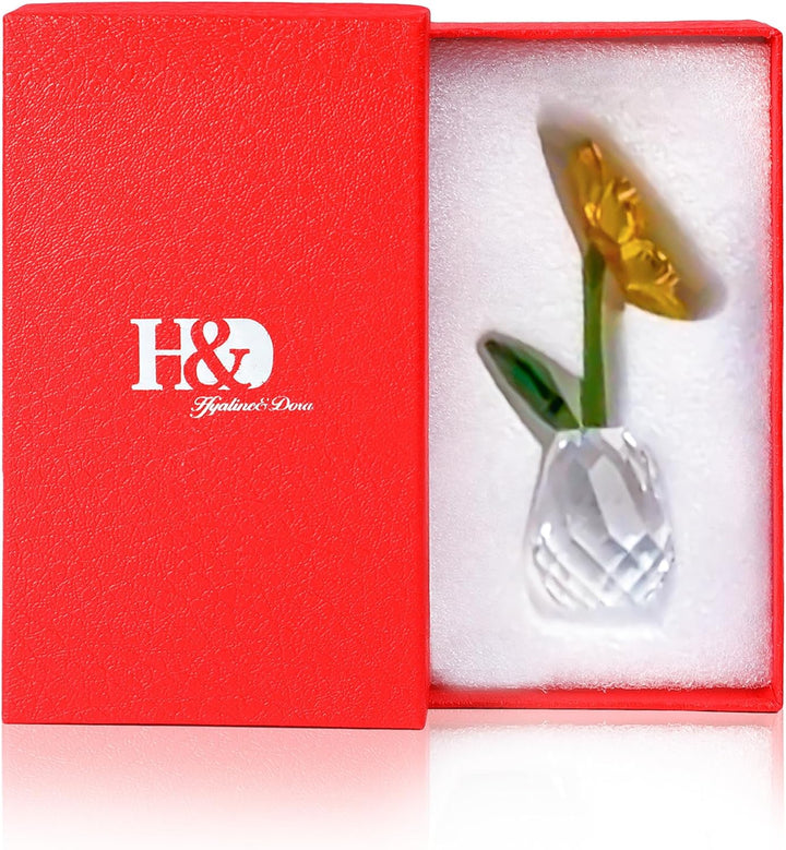 H&D Kristall-Sonnenblumen-Figur, Ornament, Briefbeschwerer, Tischdekoration