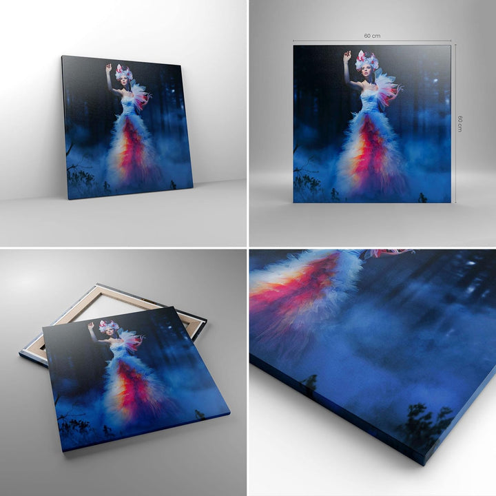 Bilder auf Leinwand Frau Geheimnis Nacht Wald Leinwandbild 60x60cm Wandbilder Dekoration Wohnzimmer