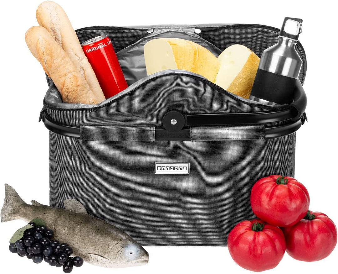anndora Einkaufskorb 25 Liter Isolierkorb - Grau Iso: Grau Gewebt