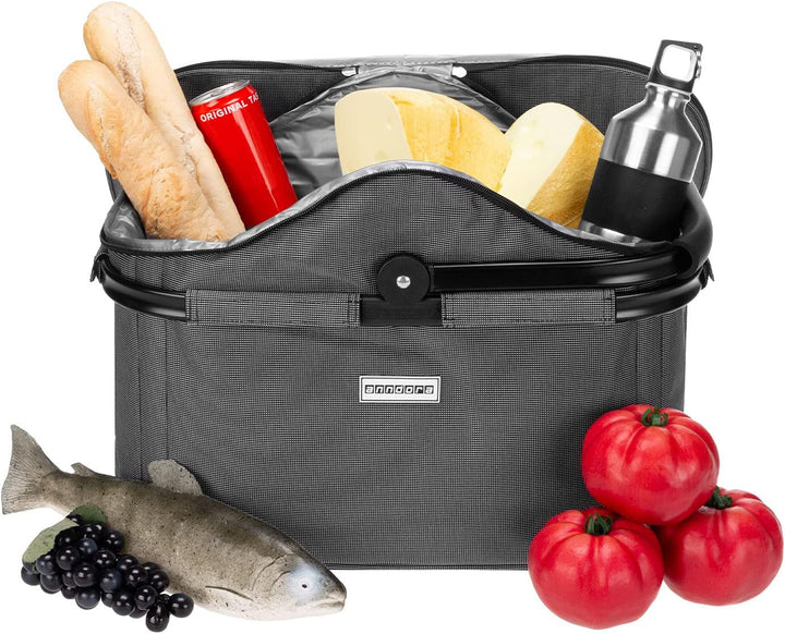 anndora Einkaufskorb 25 Liter Isolierkorb - Grau Iso: Grau Gewebt
