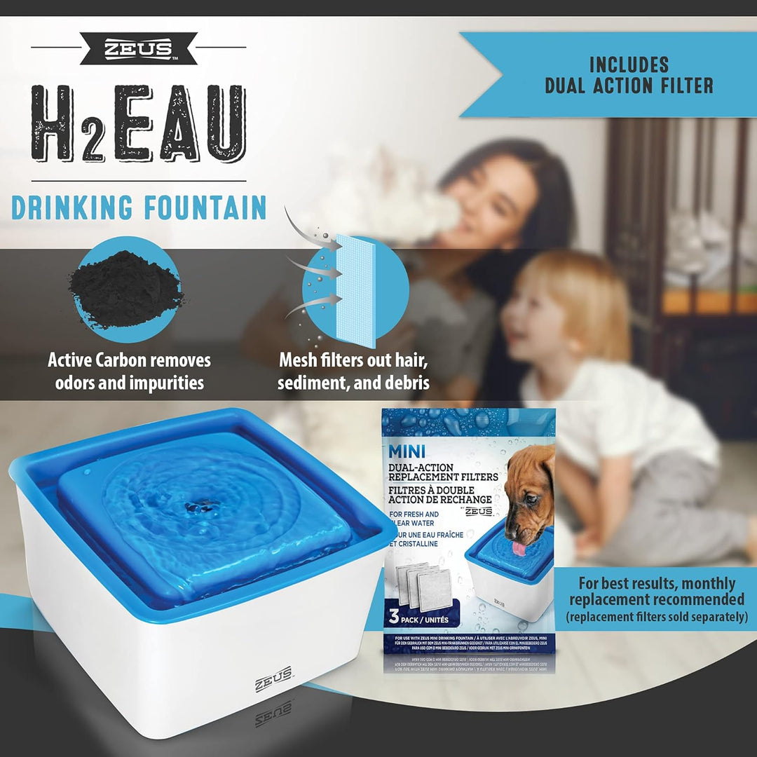 Zeus Trinkbrunnen für Hunde, weiss/blau, 1,5L Trinkbrunnen 1,5L, Trinkbrunnen 1,5L