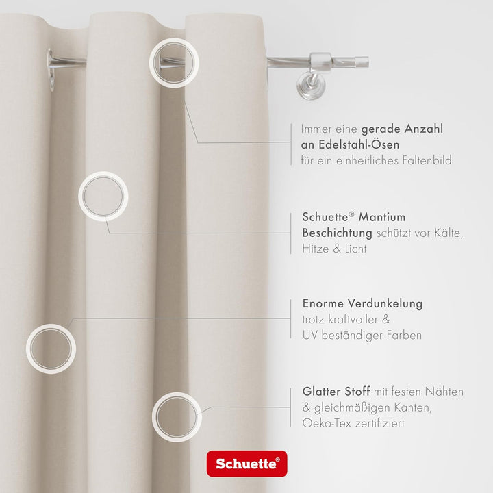 Schuette® Verdunklungsvorhang mit Ösen ● Century Black: Almont Milk (Beige) ● 130x130cm Höhe x Breit