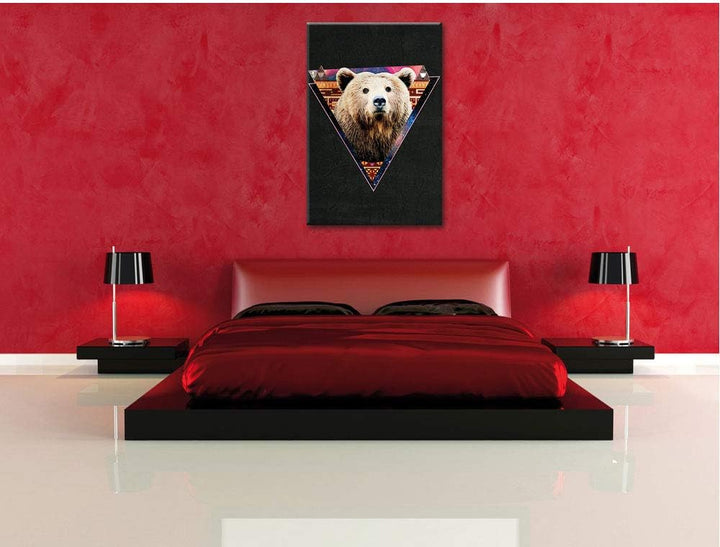 Dark Hip-Bear black Leinwandbild Bild auf Leinwand, XXL riesige Bilder fertig gerahmt mit Keilrahmen
