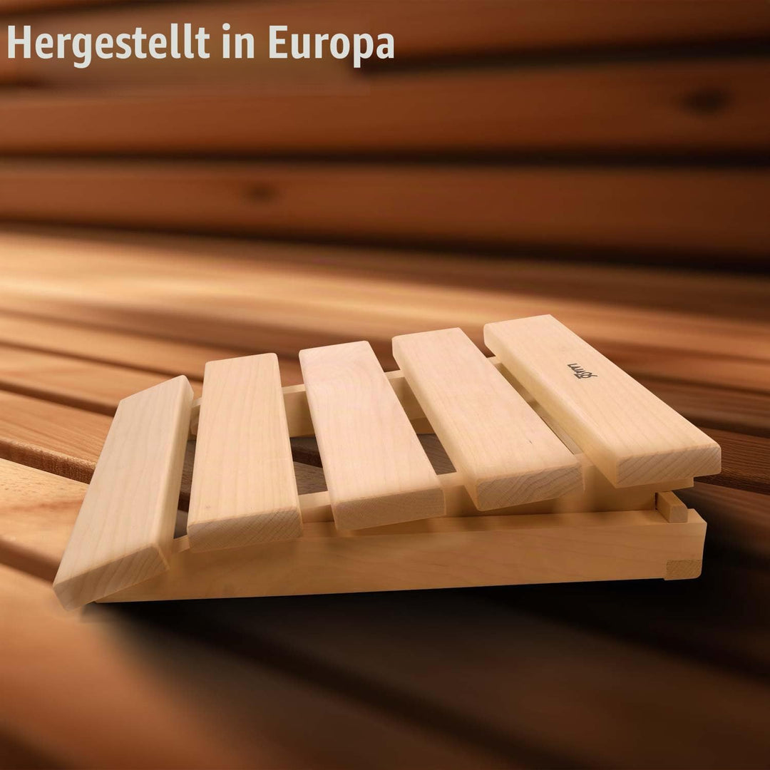LaJa26 Sauna Kopfstütze Flexi FSC Espenholz - Verstellbar in 4 Stufen - Ideal für Nacken und Schulte