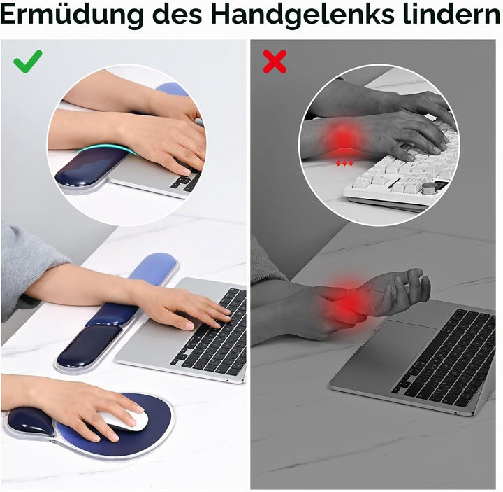 EooCoo Ergonomisches Mauspad mit Gel Handauflage + Handballenauflage Tastatur Satz, Gaming Mousepad