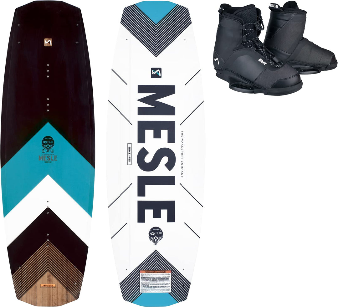 Mesle Wakeboard Set Pilot mit Maxx Bindung, Profi Wakeboard für Boot & Seilbahn 142.0 Zentimeter L,