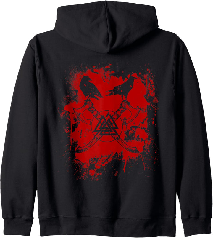 Wikinger Symbol Valknut, Wotansknoten, Odins Raben Kapuzenjacke