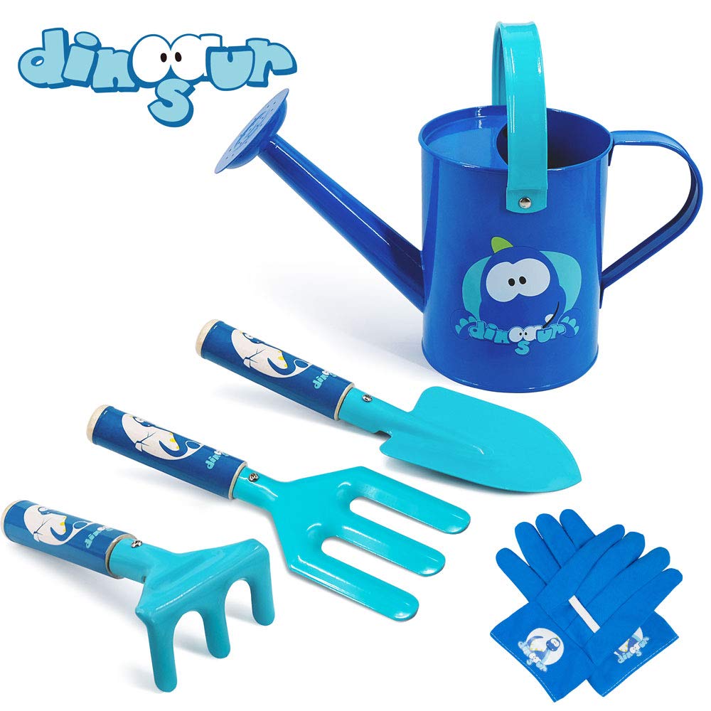 Colwelt Kinder-Garten-Set, 5-teilig, niedliche Metall-Gartengeräte für Kinder, inklusive Metall-Gies