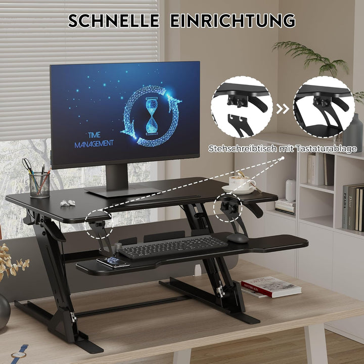 BONTEC Stehpult Höhenverstellbar mit Dual-Gasfeder, Tischaufsatz für Dual Monitor Arbeitsplatz, 81,3