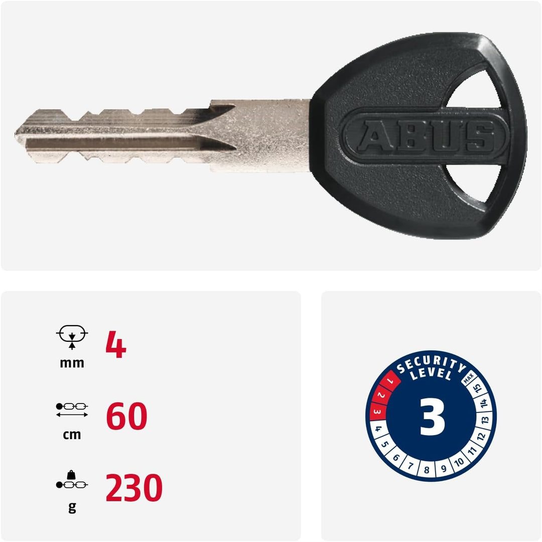ABUS Kettenschloss 1500 Web – Fahrradschloss aus Spezialstahl – 4 mm dicke Rundkette - ABUS-Sicherhe