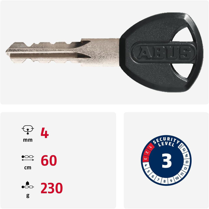 ABUS Kettenschloss 1500 Web – Fahrradschloss aus Spezialstahl – 4 mm dicke Rundkette - ABUS-Sicherhe