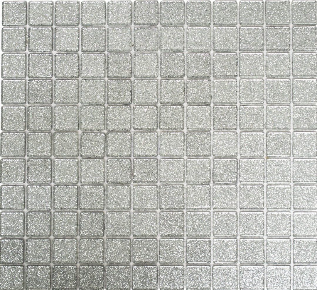 Mosaik Quadrat Crystal uni silber gehämmert Glasmosaik Transluzent Transparent 3D Fliesenspiegel, Mo