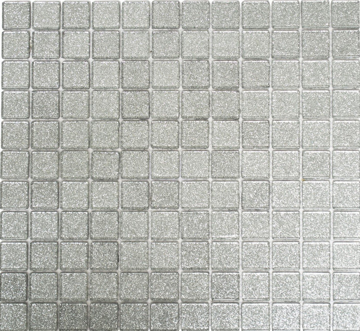 Mosaik Quadrat Crystal uni silber gehämmert Glasmosaik Transluzent Transparent 3D Fliesenspiegel, Mo