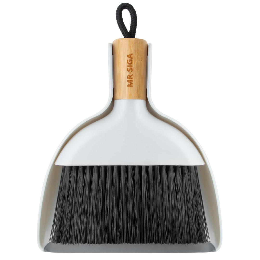 MR.SIGA Mini Kehrschaufel und Bürste Set, Tragbare Reiniqungsbürste und Kehrschaufel Combo mit Bambu