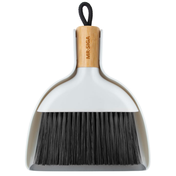 MR.SIGA Mini Kehrschaufel und Bürste Set, Tragbare Reiniqungsbürste und Kehrschaufel Combo mit Bambu