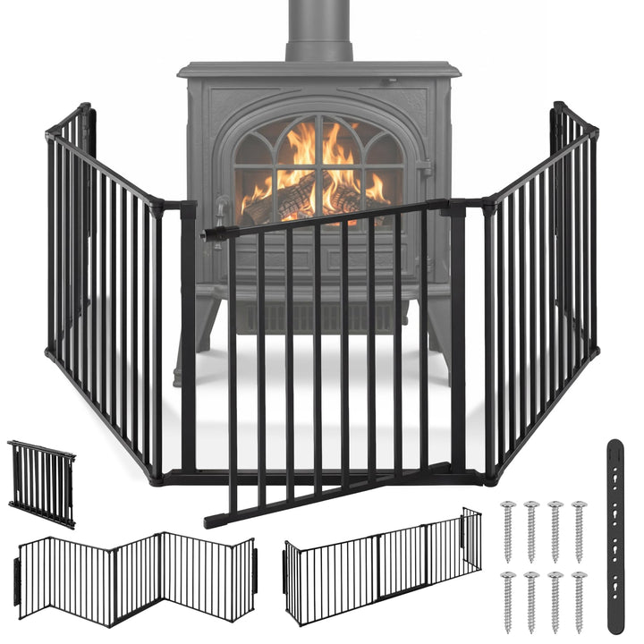tectake Kaminschutzgitter Metall, Schutzgitter, Laufstall, Absperrgitter, Ofenschutzgitter, Hundegit