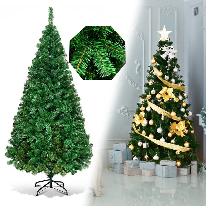 COSTWAY 180cm Künstlicher Weihnachtsbaum, Tannenbaum mit Metallständer, Christbaum PVC Nadeln, Kunst