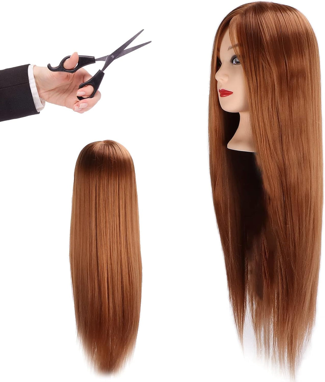 Friseur Mannequin -Kopf Zum Styling und Flechten mit Hellbraunem Haar und Make -up Ideal für das Tra