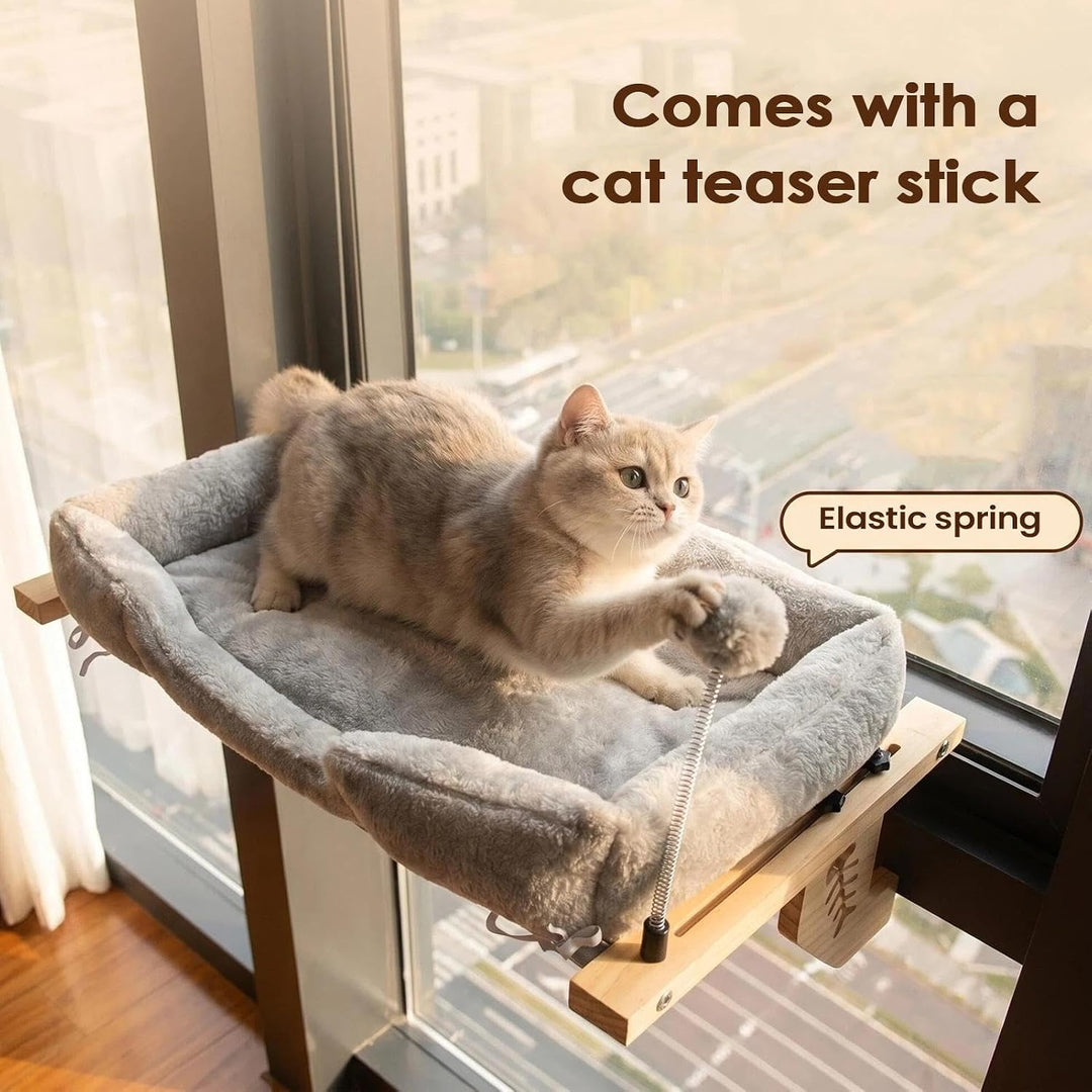 Katzen Fensterbett Sonnenliegeplatz Mit Flauschigem Plüschkissen Und Einem | Katzen Fenstersitzplatz