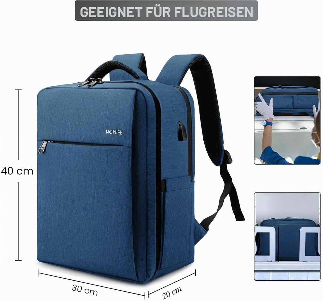 HOMIEE Handgepäck Rucksack Herren, Laptop Rucksack 15,6 Zoll Reiserucksack Travel Backpack Business
